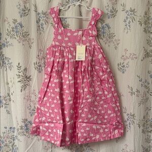 Rachel Riley Pink Flamingo Bow-Shoulder Dress